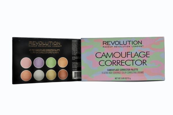 Makeup Revolution Camouflage Corrector Palette – 8-Color Cream Concealer for Flawless Coverage