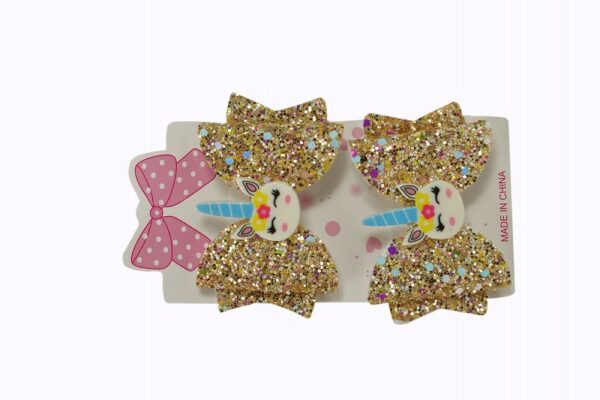 Gold Glitter Unicorn Bow Hair Clips Sparkly Cute Hair Accessories